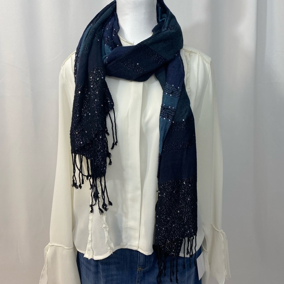 Navy Scarf 70” x 19” Fall Perfect - Picture 4 of 6